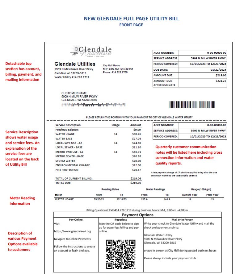 New Water Bill Description